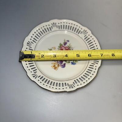 Schwarzenhammer Bavaria Germany U.S. Zone Floral Reticulated Pierced Bowl Roses Tulips