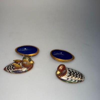 Vintage Asian Brass Cloisonné Pill/Trinket Box