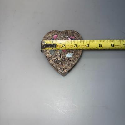 Heart Shaped Soapstone Trinket Box with Mother of Pearl Inlay