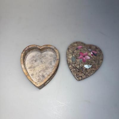 Heart Shaped Soapstone Trinket Box with Mother of Pearl Inlay