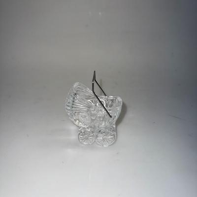 Vintage Crystal Clear Industries 24% Lead Crystal Baby Carriage Stroller Tawain