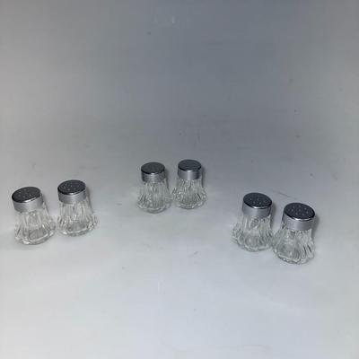 3 pairs of glass salt and pepper shakers
