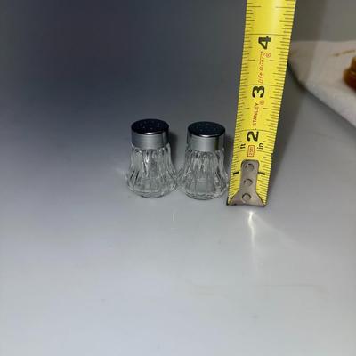 3 pairs of glass salt and pepper shakers
