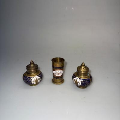 Vintage Cloisonne Salt and Pepper Set