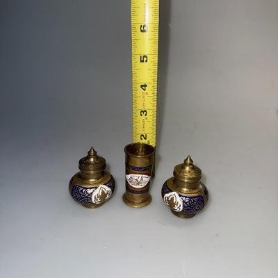Vintage Cloisonne Salt and Pepper Set