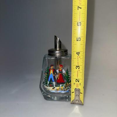 Vintage Heavy Glass Sugar dispenser From Germany Hand Painted with classic coloring and gorgeous shape