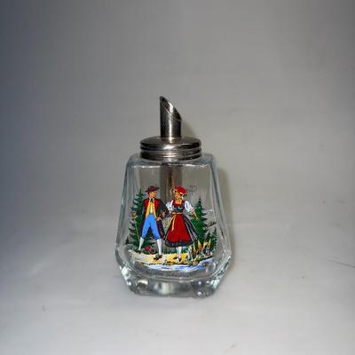 Vintage Heavy Glass Sugar dispenser From Germany Hand Painted with classic coloring and gorgeous shape