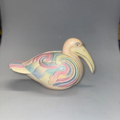 Colorful wood carved pelican