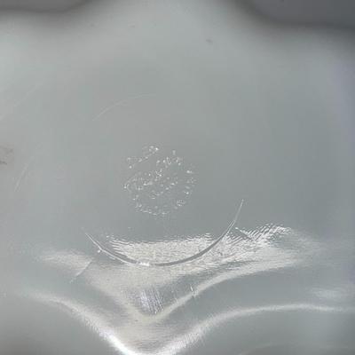 Vintage Fire King Ovenware Milk Glass Divided Serving Dish Gold Trim USA Anchor