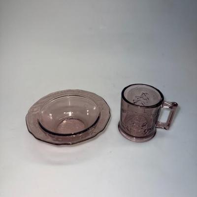Vintage Humpty Dumpty Mother Goose Nursey Rythm Mug & Bowl Set- Purple Plum