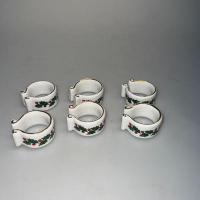 Queen's Fine Bone China Christmas Napkin holders and small plate