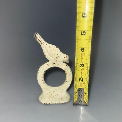 Six Farmhouse/Rustic Cast Iron Bird Napkin Rings