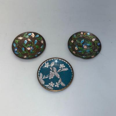 Small Vintage Cloisenne Plate Set of 3