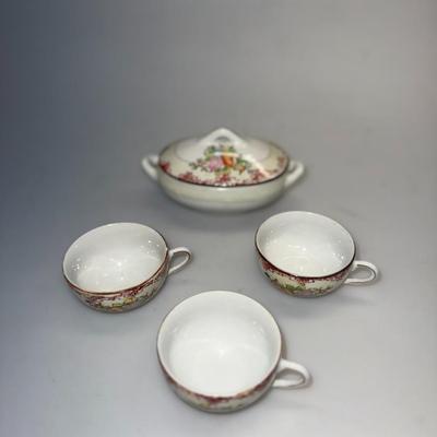 Occupy of Japan Tea cups (3) and Sugar dish