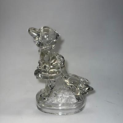 Vintage LE Smith Clear Glass Girl with Geese Figurines Bookends