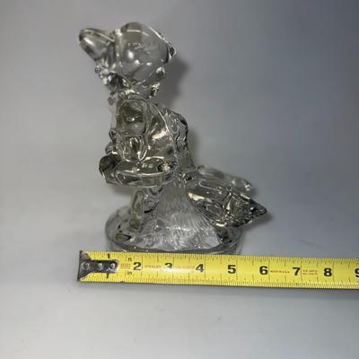 Vintage LE Smith Clear Glass Girl with Geese Figurines Bookends