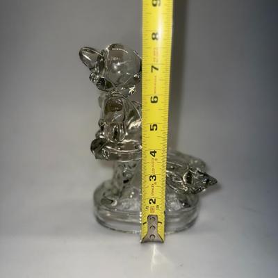Vintage LE Smith Clear Glass Girl with Geese Figurines Bookends