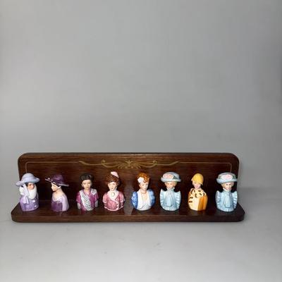 Avon Ladies of Fashion Shelf w/ Eight Porcelain Thimbles