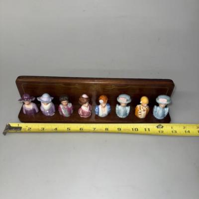 Avon Ladies of Fashion Shelf w/ Eight Porcelain Thimbles