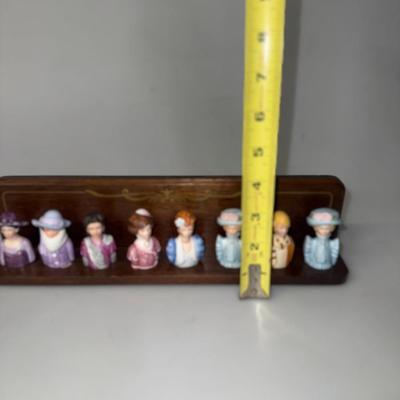 Avon Ladies of Fashion Shelf w/ Eight Porcelain Thimbles