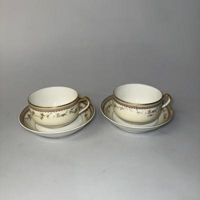 Gold Trimmed Teacup Saucer Decorated by Haviland & Co., France Limoges Yale