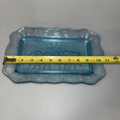 Vintage Indiana Glass Tiara Exclusives Blue Last Supper Tray