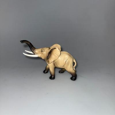 Vintage Lefton Japan Ceramic Elephant Figurine "Trunk Up" Good Luck Animal Figurine