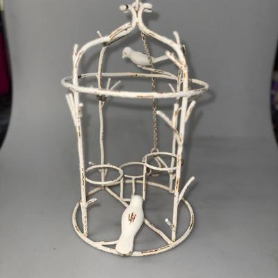 Very Nice Chippy Paint Rusty Metal/Iron Hanging Bird Candle Decor