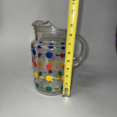 Vintage 1960s Glass Pitcher Polk-A-Dot Pattern