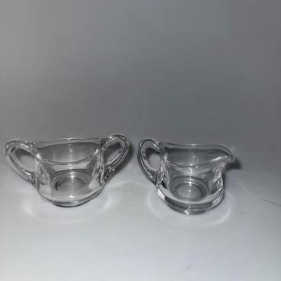 Vintage Fostoria Heather Pattern 3 Piece Mini Cream and Sugar Set with Tray