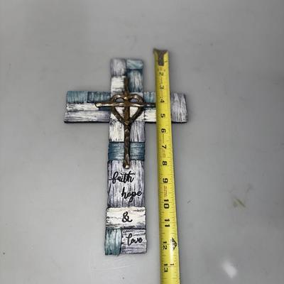 Colorful Cross with "faith, Hope, and Love" etched