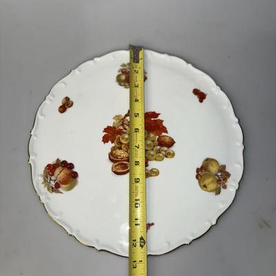 Royal Tettau Bruavia Germany scallopped plate featuring hand-painted fruits