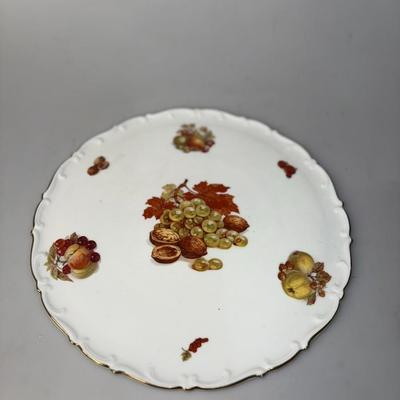 Royal Tettau Bruavia Germany scallopped plate featuring hand-painted fruits