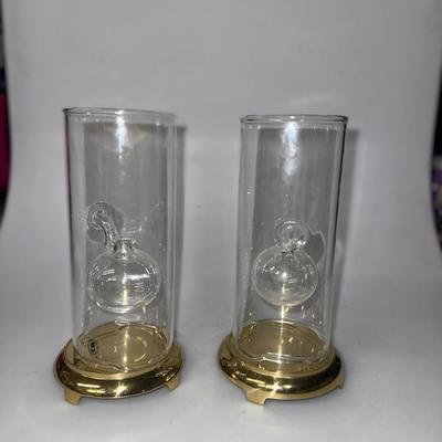 Wolford Glassblowing Oil Lamps with Brass Base