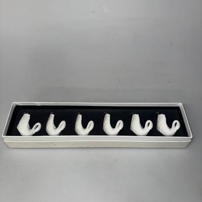 Set of 6 in original box vintage swan salt cellars OMC Otagiri