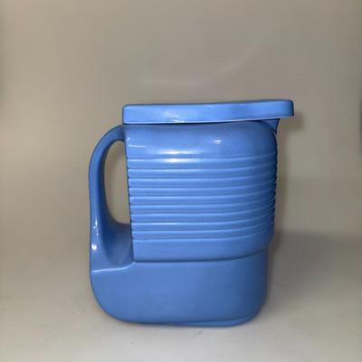 VTG Hall China Westinghouse Art Deco Atomic Blue Refrigerator Water Pitcher EUC