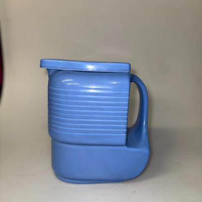 VTG Hall China Westinghouse Art Deco Atomic Blue Refrigerator Water Pitcher EUC