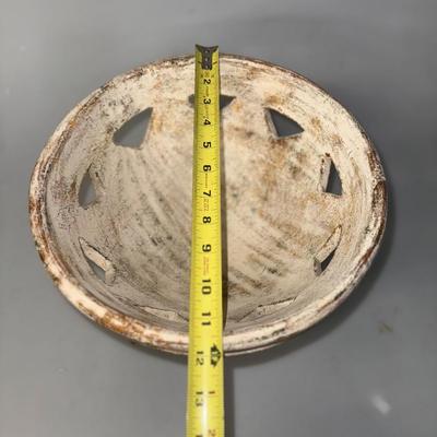 Large Pottery Bowl with Metal Stand
