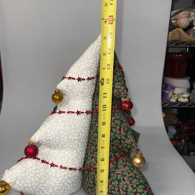 Large Vintage Collectible Stuffed Fabric Handcrafted Christmas Tree (Set of 2)