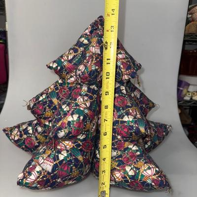 Large Vintage Collectible Stuffed Fabric Handcrafted Christmas Tree (Set of 2)