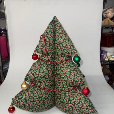 Large Vintage Collectible Stuffed Fabric Handcrafted Christmas Tree (Set of 2)