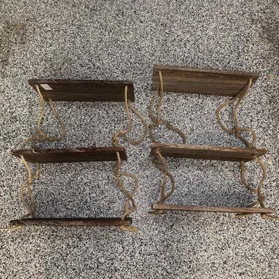 2 wooden shelves 