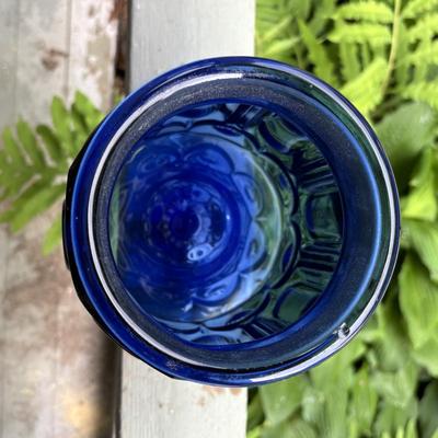 LOT 43: Look at Those Colors! Vintage Amberina Glass Scalloped Edge Pedestal Candy Dish/Bowl, Green Glass Raised Bubble Vase Bottle/Vase,...