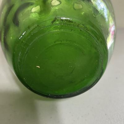 LOT 43: Look at Those Colors! Vintage Amberina Glass Scalloped Edge Pedestal Candy Dish/Bowl, Green Glass Raised Bubble Vase Bottle/Vase,...