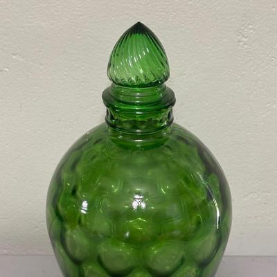 LOT 43: Look at Those Colors! Vintage Amberina Glass Scalloped Edge Pedestal Candy Dish/Bowl, Green Glass Raised Bubble Vase Bottle/Vase,...