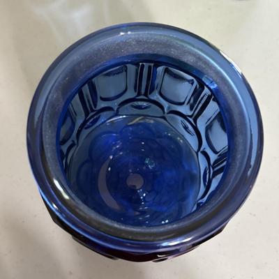 LOT 43: Look at Those Colors! Vintage Amberina Glass Scalloped Edge Pedestal Candy Dish/Bowl, Green Glass Raised Bubble Vase Bottle/Vase,...