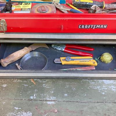 LOT 55: Craftsman Toolbox with Contents and Central Pneumatic Compressor