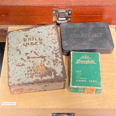 LOT 56: Vintage Wood Tools - Fulton Button Die Screw Plate, Woodtck Set, Tap, Craftsman and More