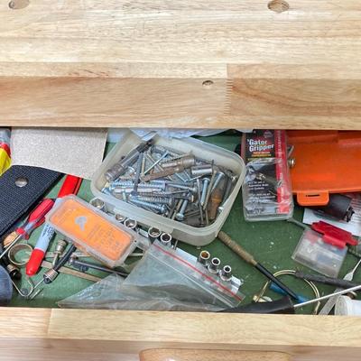 LOT 57: Contents of Four Storage Drawers - Tools, Hardware and More