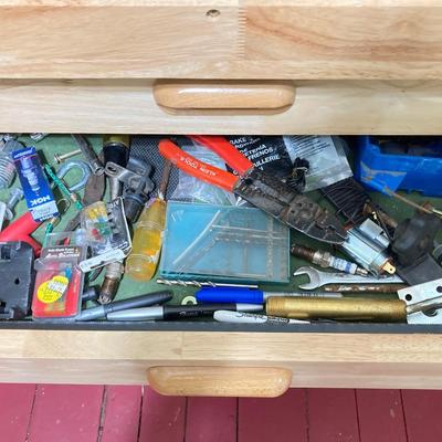 LOT 57: Contents of Four Storage Drawers - Tools, Hardware and More
